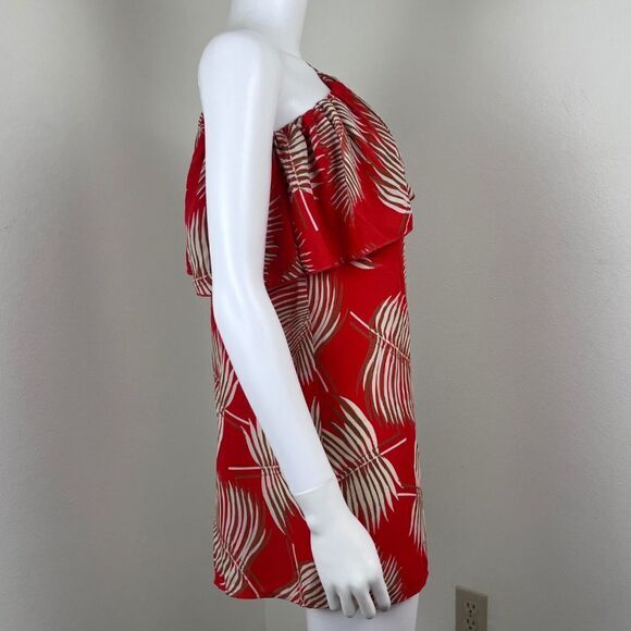 Meghan Los Angeles Shady Plam Leaf Size S Ruffle Resort Vacation Hawaiian Top - Picture 6 of 14